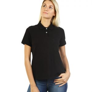 Women's Modern Fit Polo Black Print Front