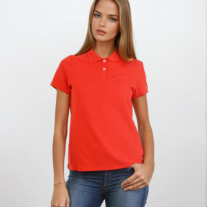 women cotton stretch polo (print)