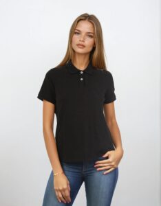 women cotton stretch polo (print)