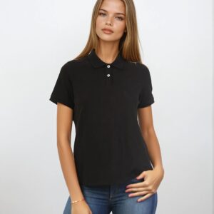 women cotton stretch polo (print)