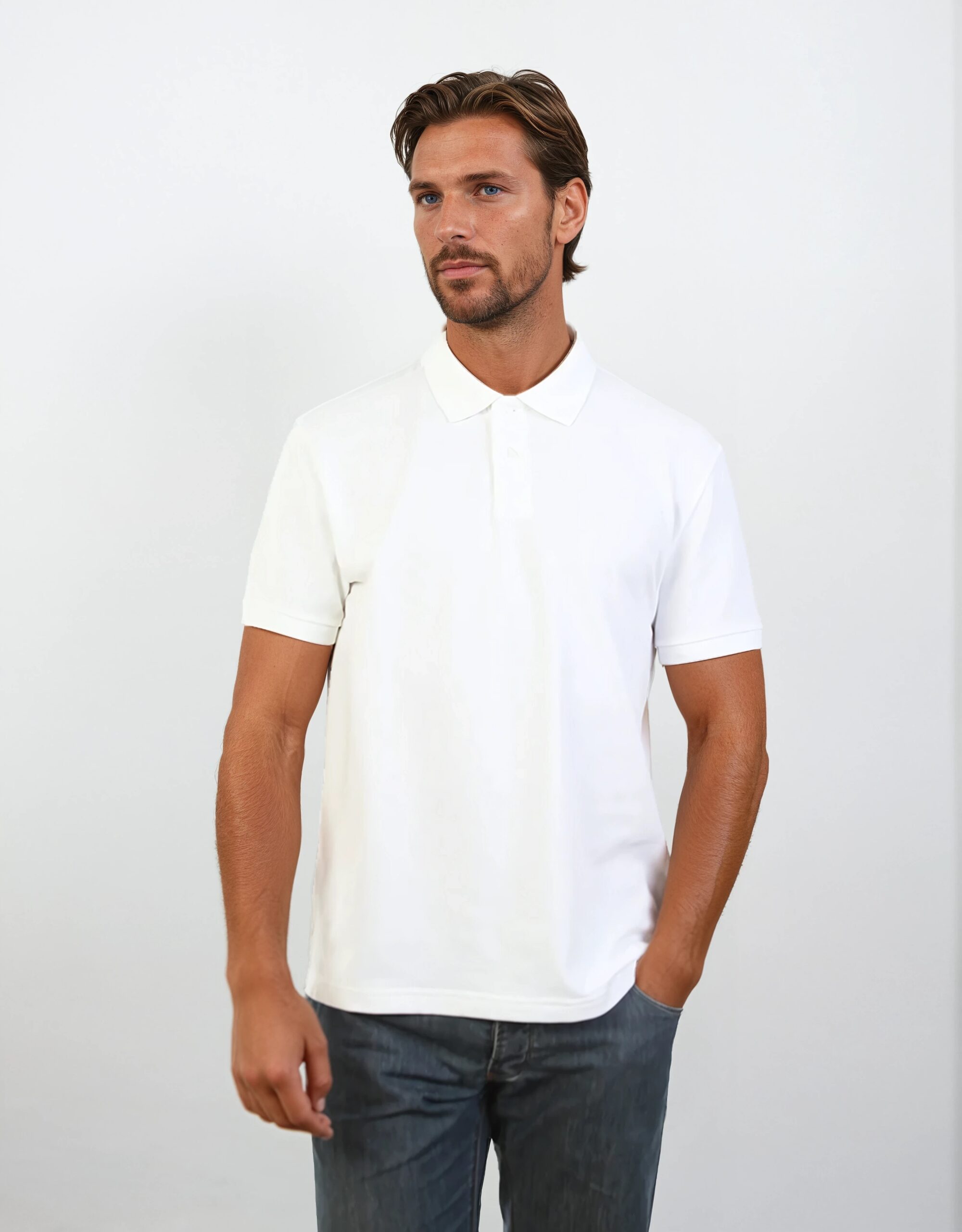 unisex poly cotton stretch polo (print)