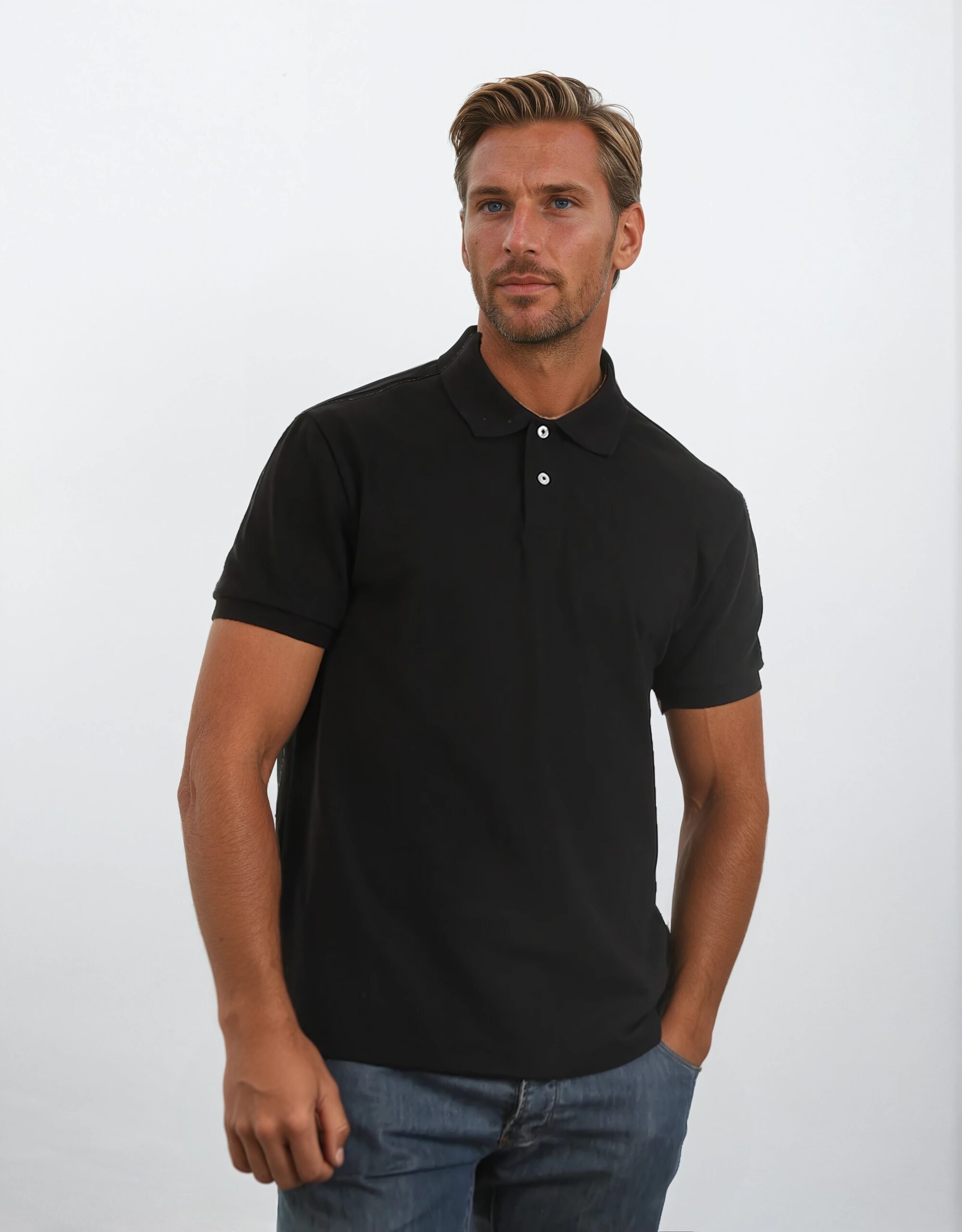 unisex poly cotton stretch polo (print)